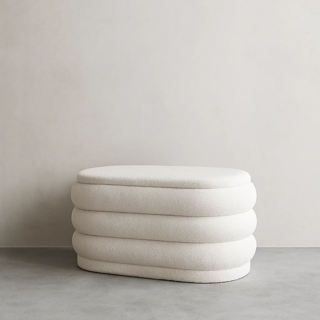 Banco y pie de cama tapizado blanco tela de rizo interior 112×47×49 cm - KiTKWwIiEnjT