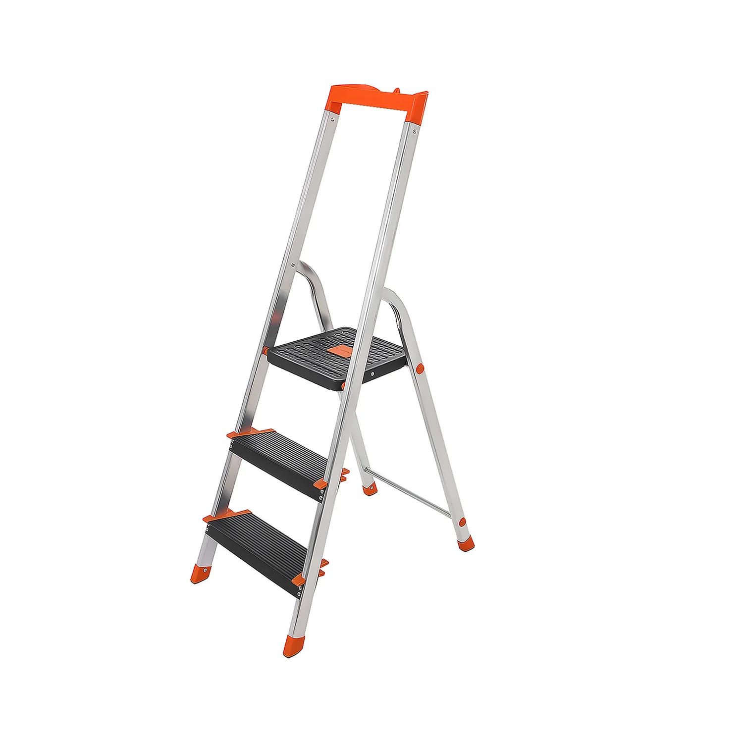 Escalera de 3 Peldaños Negro y Naranja Escalera