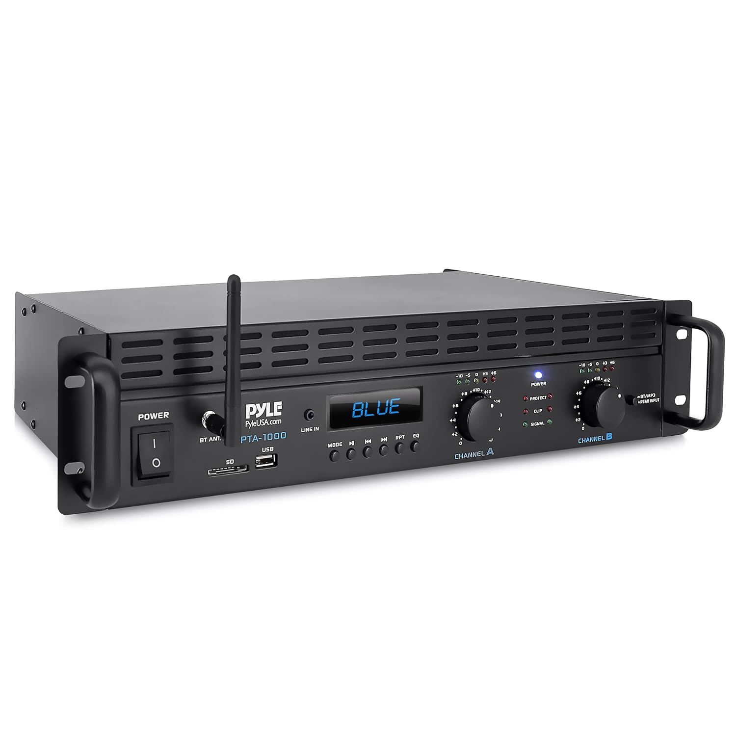 2025 Amplificador Bluetooth de 2 Canales – 2000 W en Modo Puente, Amplificador de Audio Profesional para Rack de Estudio, Conectividad TRS/XLR, Pantalla LCD, Refrigeración por Ventilador