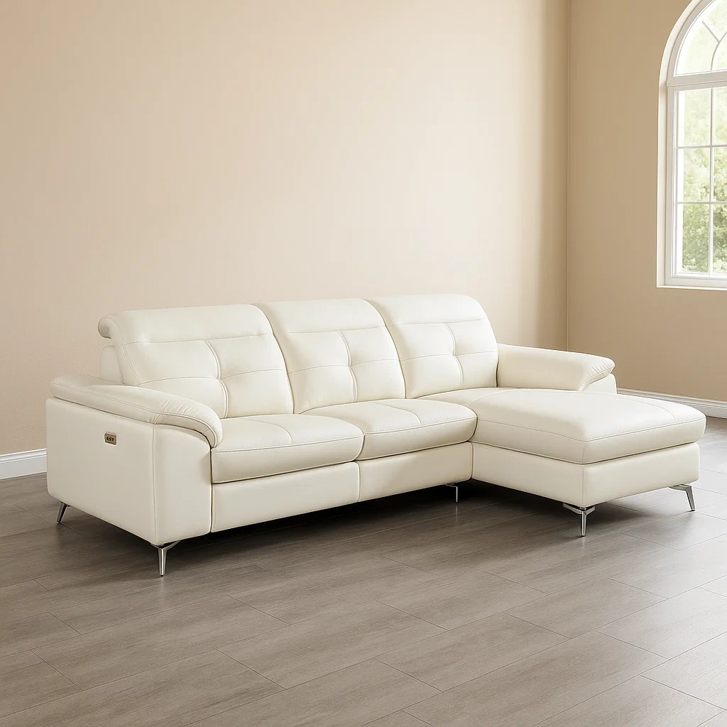 Sofá de piel rinconero relax blanco piel de búfalo salón 250×170×98 cm - MaS6joxscYRV