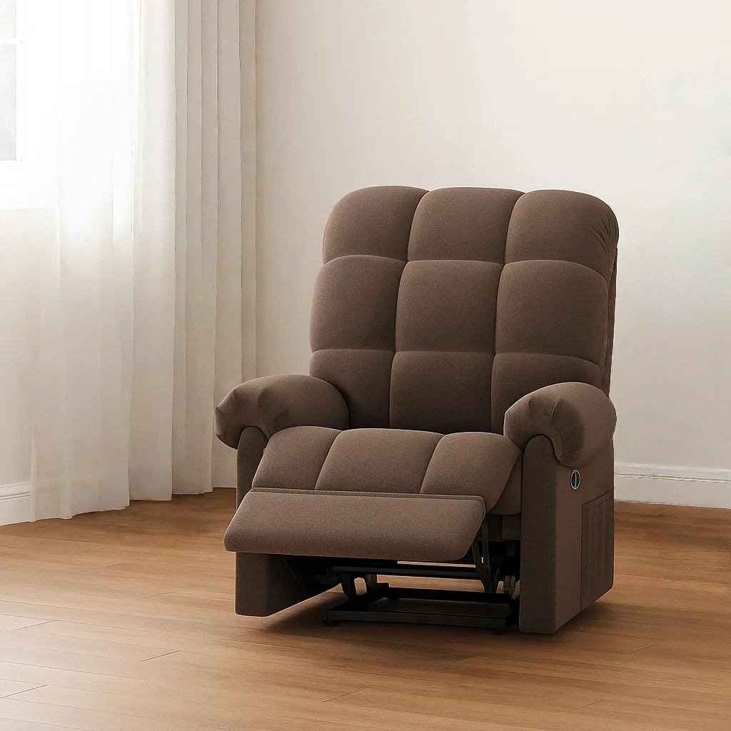 Sillón escandinavo reclinable marrón de terciopelo para salón 96×97×104 cm - M1I5WplYjcYH