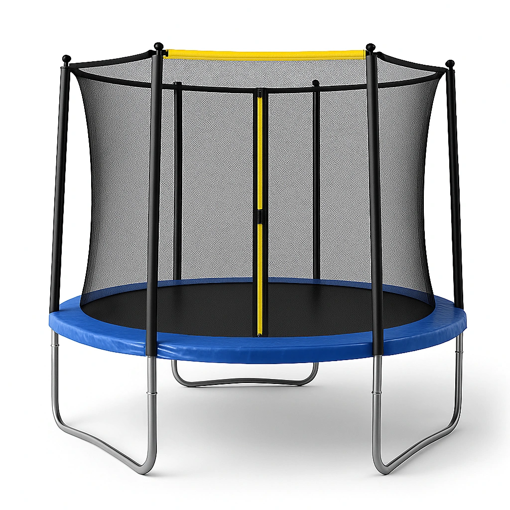 Trampolín redondo con red de seguridad Azul Acero Exterior 3.5x3.5x2.5 m