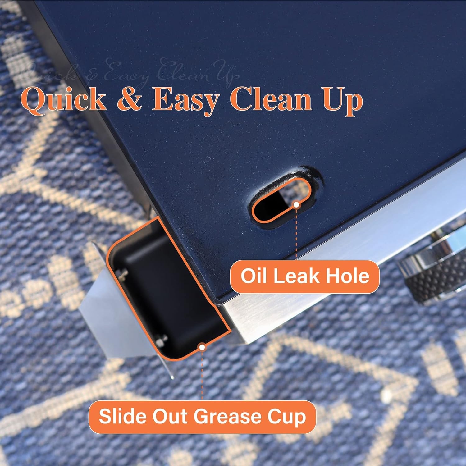 2025 Parrilla a Gas con Quemador Lateral y Parrilla de Hierro Fundido Esmalte Porcelánico 42,000 BTU, Parrilla Portátil de Acero Inoxidable, Propano