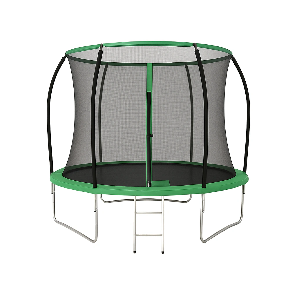 Trampolín Redondo Verde con Red de Seguridad, Acero, Para Jardín 2x2x2.2m