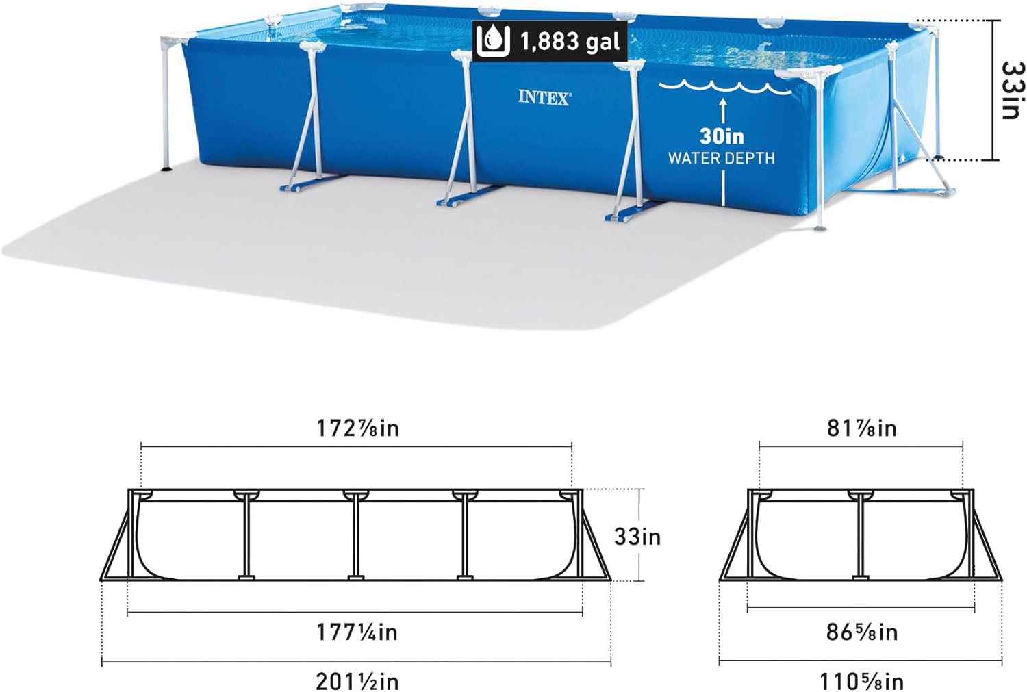 Intex 28271NP – Piscina Desmontable Small Frame 260 x 160 x 65 cm, 2.282 Litros, Azul