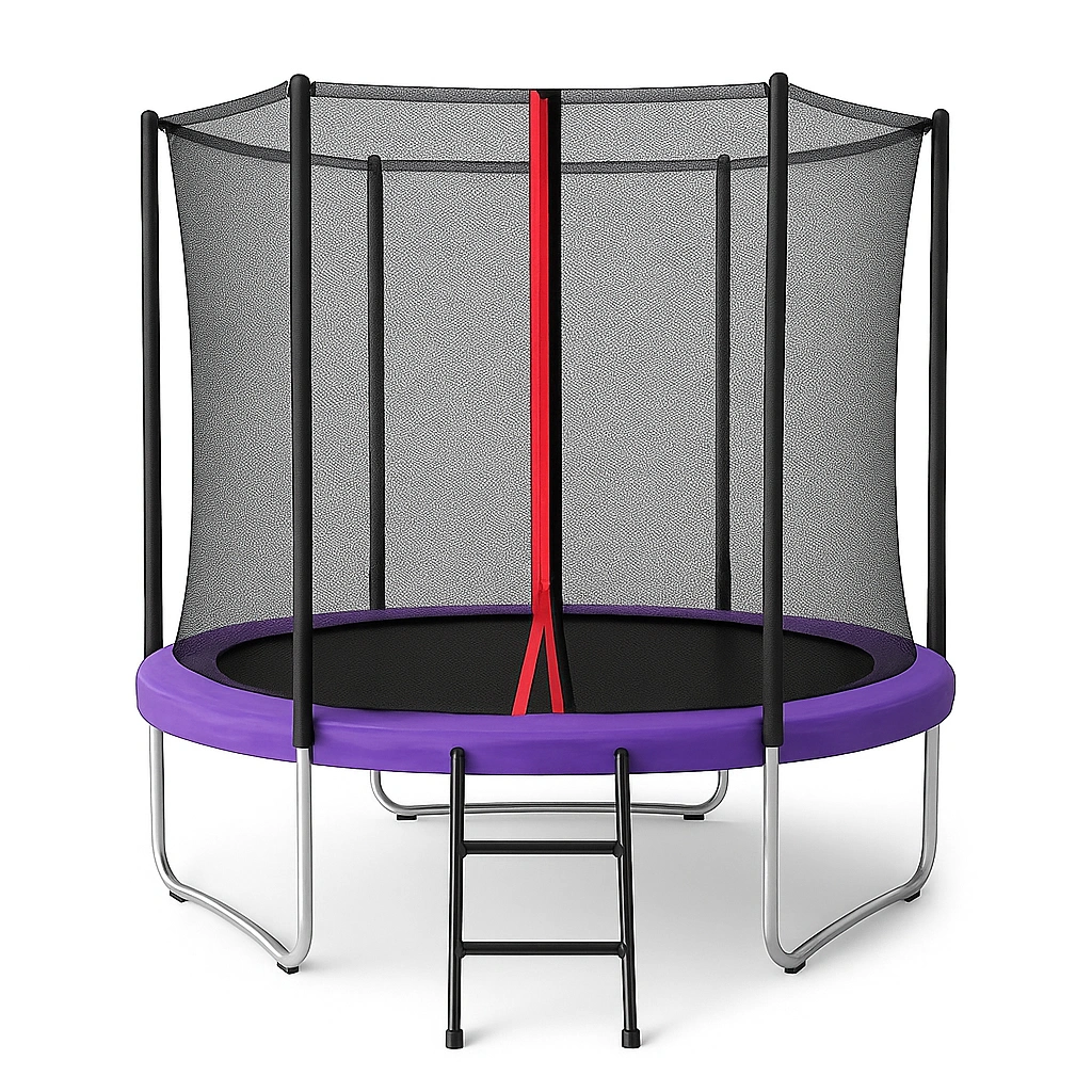 Trampolín circular Morado y Negro Acero Usos exteriores y recreativos 300 cm x 300 cm x 280 cm