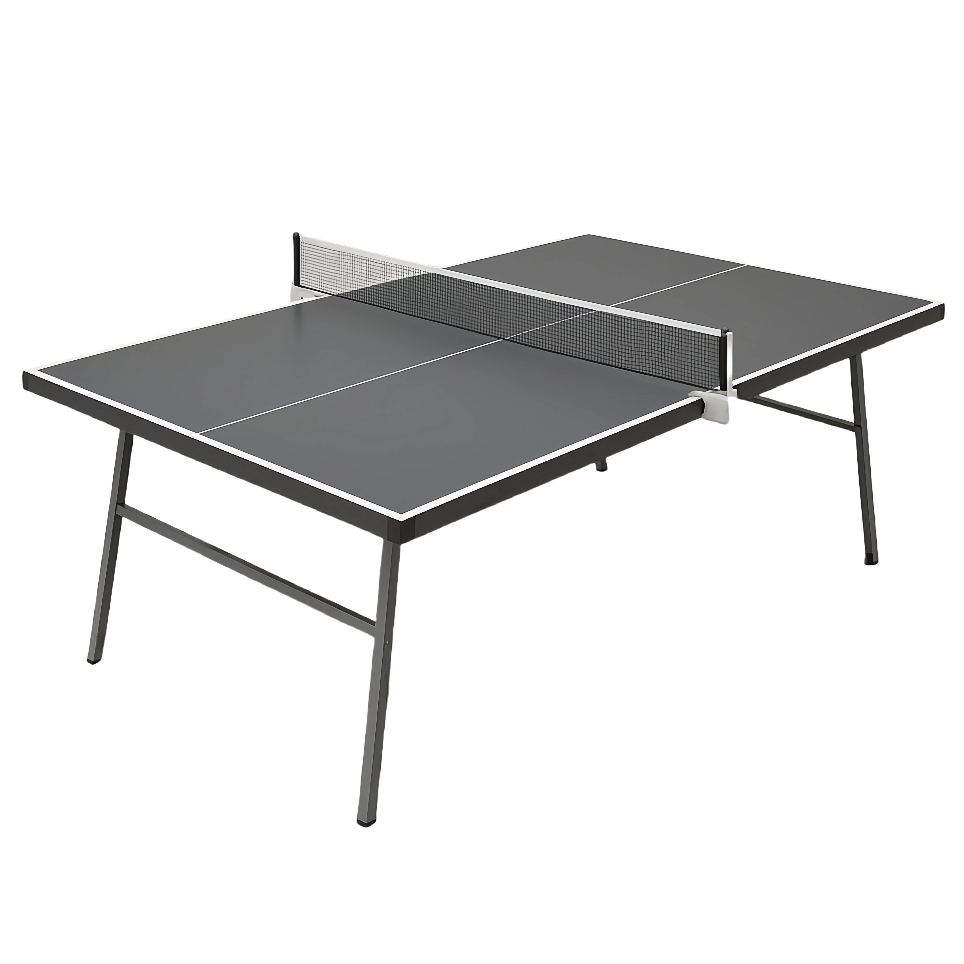 Mesa de ping pong gris con red y estructura de metal, apta para uso interior/exterior 274x152.5x76 cm