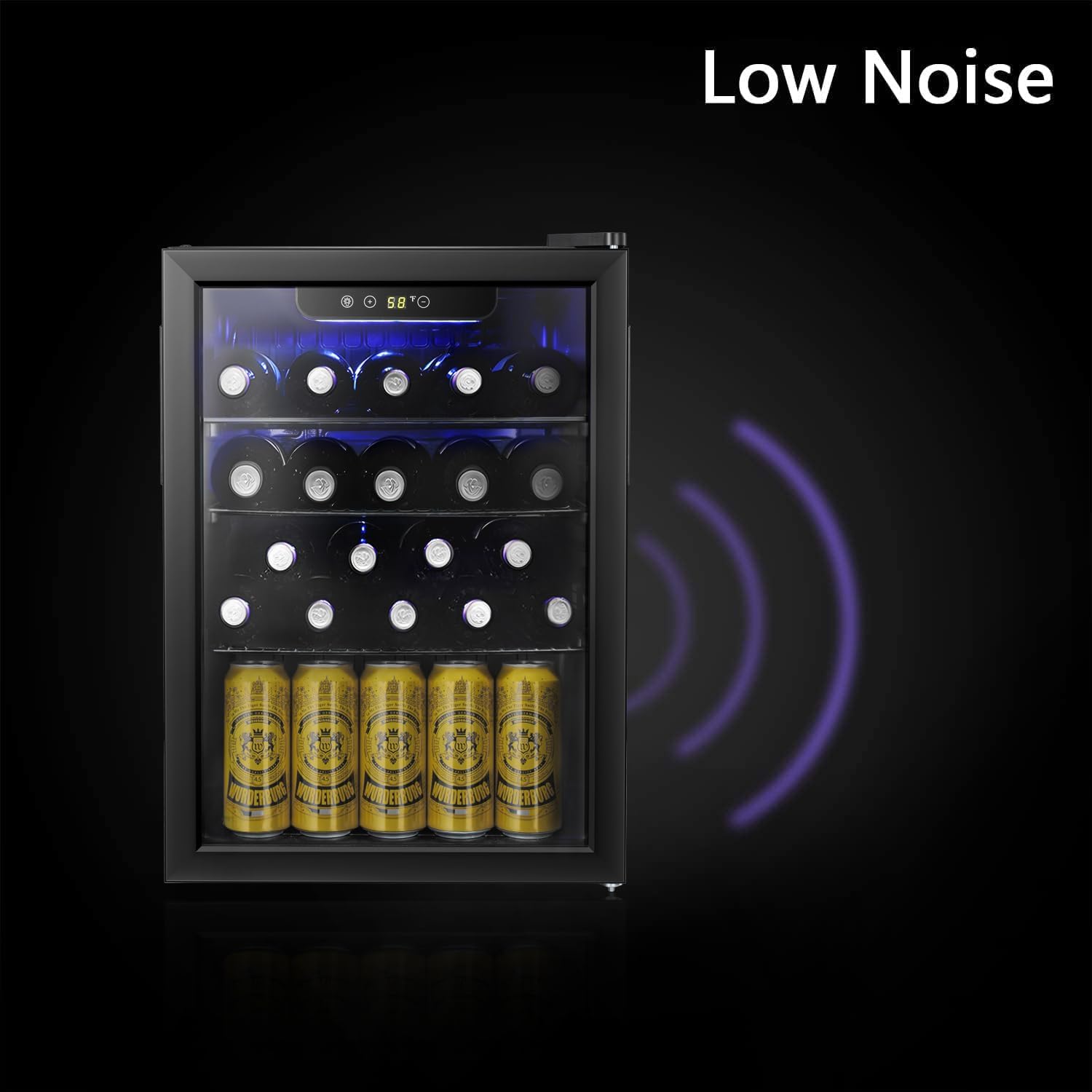 Antarctic Star Enfriador de Vino para 36 Botellas / Refrigerador de Bebidas, Mini Bodega, Refrigerador para Cerveza y Refrescos, Operación Silenciosa con Compresor, Temperatura Ajustable, Independiente, Color Negro, 4.4 pies cúbicos
