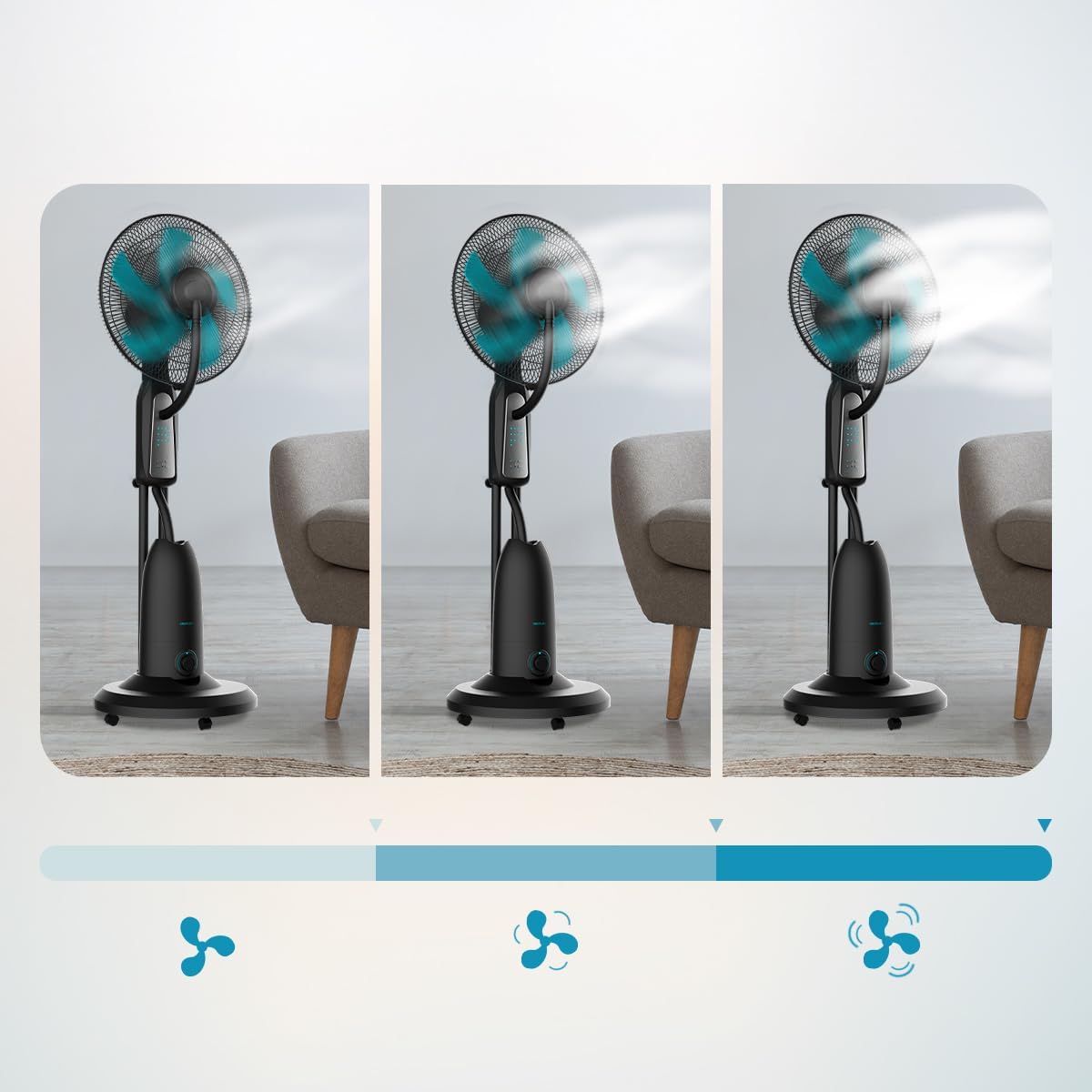 Ventilador con Nebulizador de Agua Fresca Cecotec EnergySilence 490 con Control Remoto, 90W, Diámetro 16