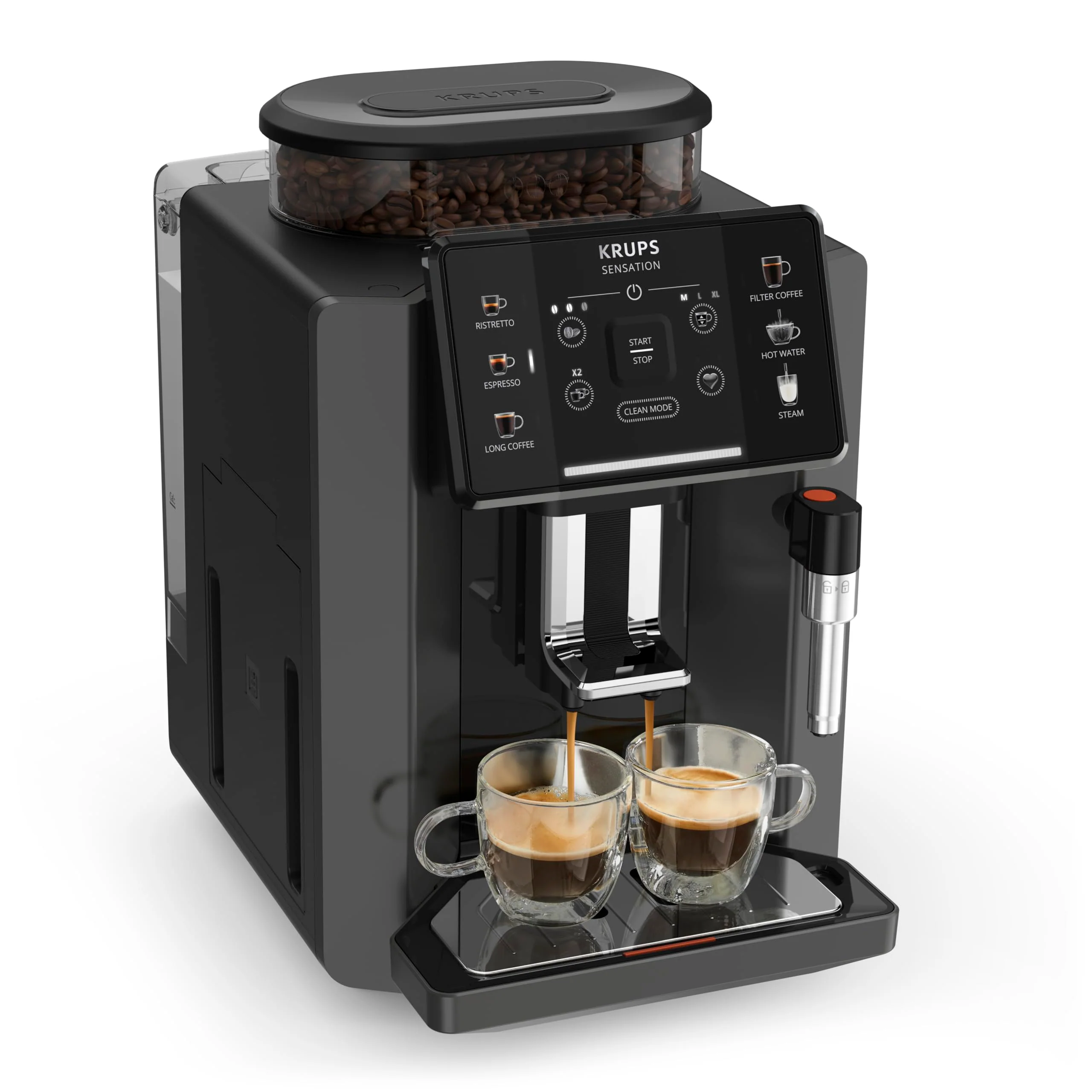 2025 Krups Essential - Cafetera súper automática, 15 Bares de presión, Molinillo cónico de Metal, con selección de cantidad e Intensidad de café, 1.7 l, 1 Cups, Acero, Pantalla LCD + Acc. Leche