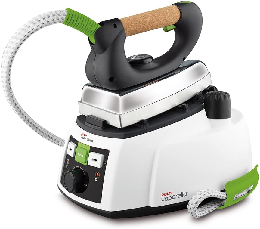 Polti Vaporella 535 Eco Pro – Plancha de Vapor con Caldera de Alta Presión de 4 Bares, Potencia 1750 W, Tapa de Seguridad, Función ECO, Blanco y Verde