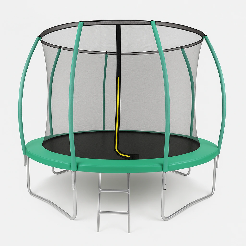 Trampolín Exterior Redondo Verde Acero para Jardín 305 x 250 cm