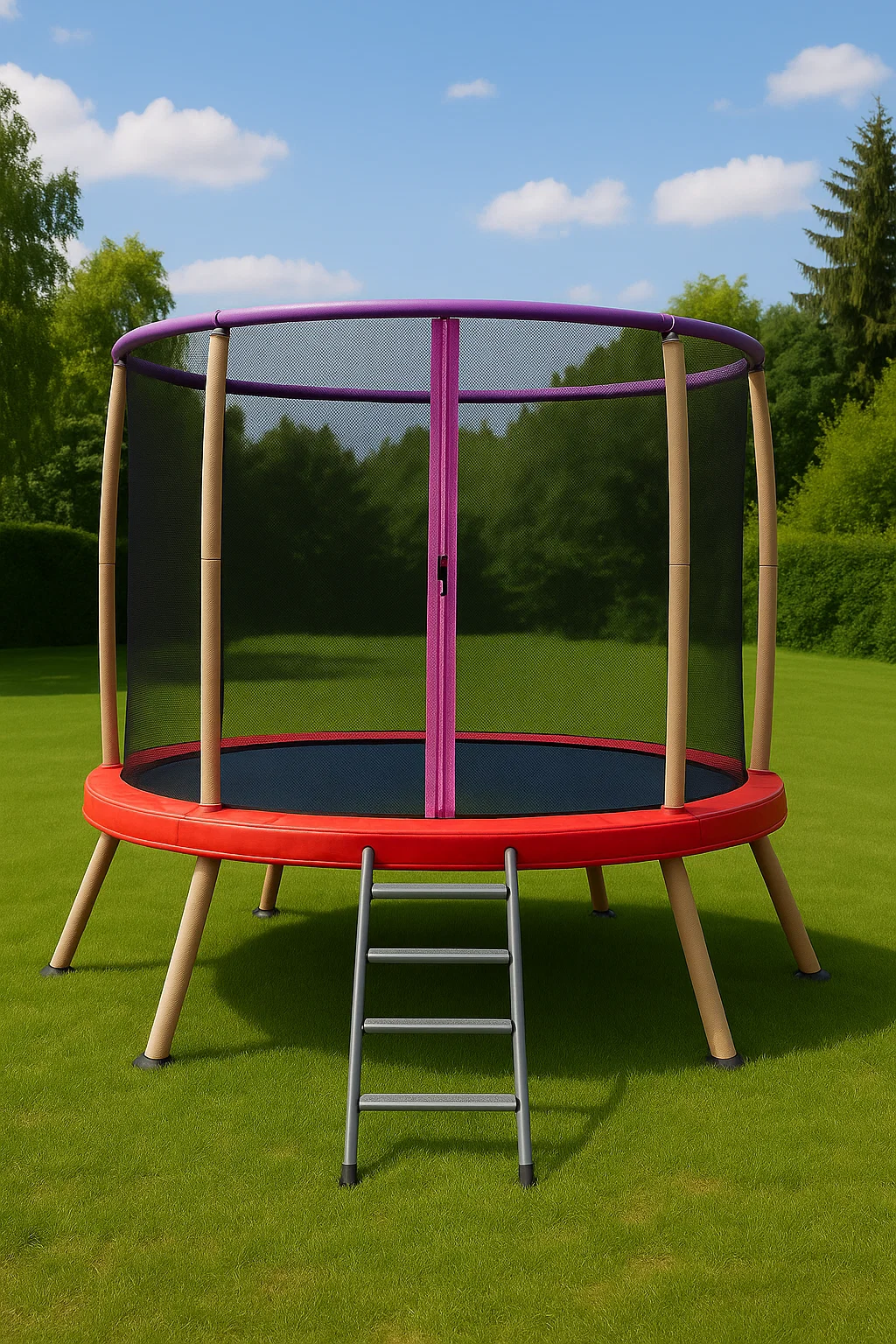 Trampolín redondo rojo pvc exterior 250×250×230 cm mvVlZaj117Pc