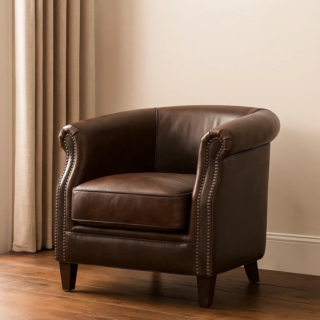 Sillón Club clásico envejecido marrón chocolate piel sala de estar 78×77×72 cm - tur6M1RwnA4w