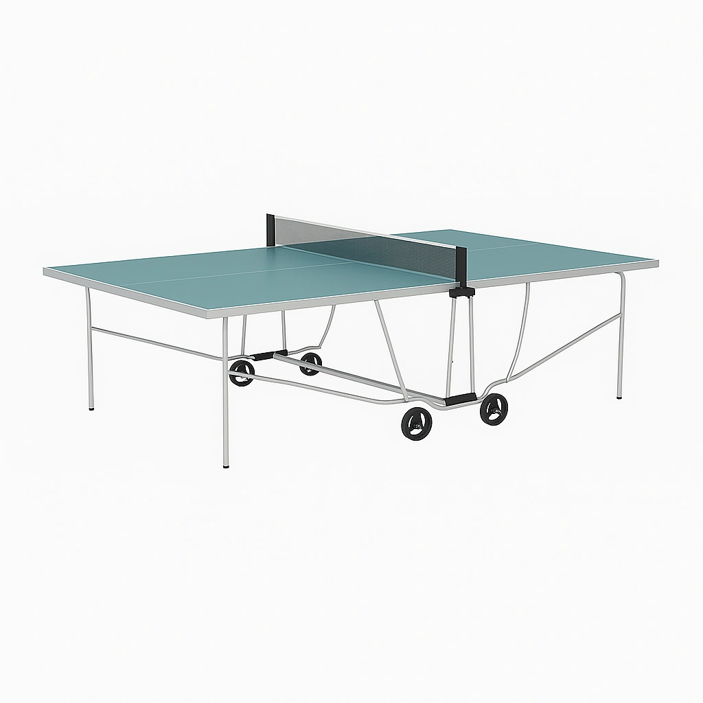 Mesa de ping pong de acero azul/plateado para interior y exterior 274x152.5x76 cm