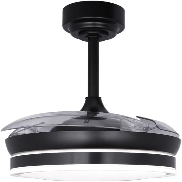 wonderlamp – Ventilador de Techo con Luz LED Pearl Mini, Aspas Retráctiles, Motor DC Muy Silencioso, 3 Temperaturas de Color Regulables, 46W, Blanco