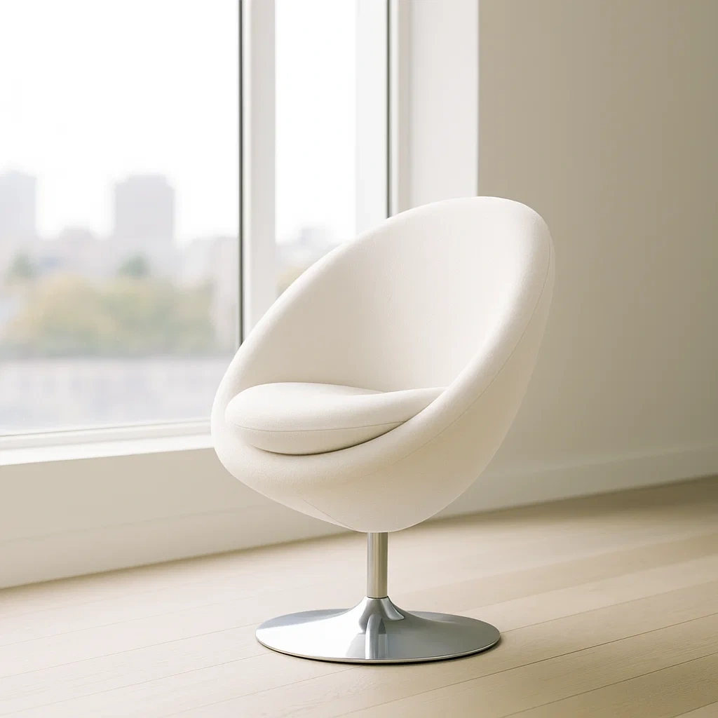 Silla,blanca,tela y metal,apta para uso interior,diámetro 40 x altura 78 cm