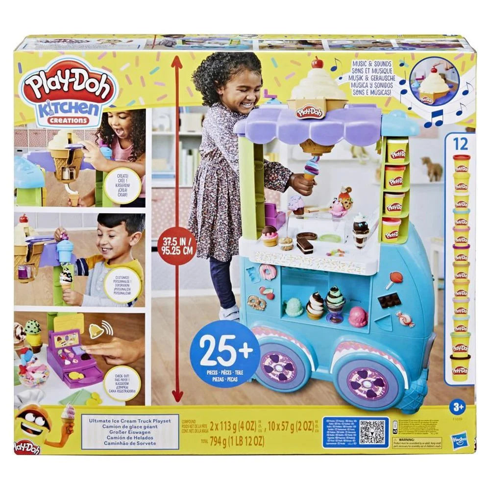 2025 Camión de Helados Ultimate Play-Doh Kitchen Creations con 27 Accesorios, 12 Botes y Sonidos Realistas