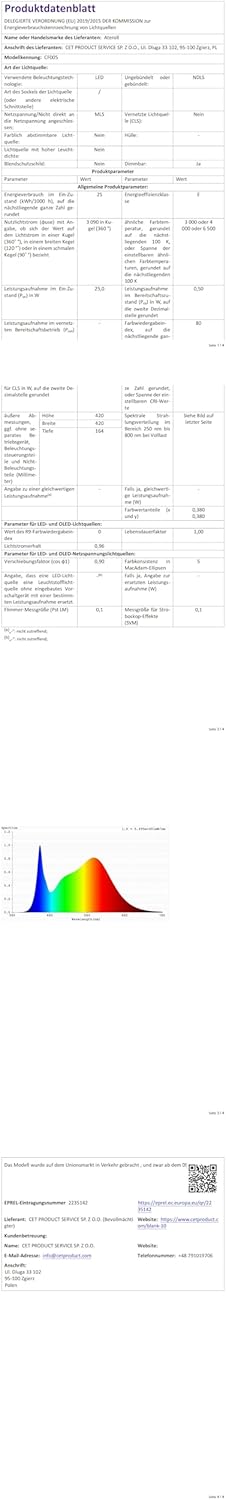 Ventilador de Techo con Luz 40.5 cm, Ventilador Silencioso de 20 W, Regulable 3000K-4000K-6500K, 6 Velocidades con Control Remoto, Temporizador, Memoria de Luz, Ventilador Reversible