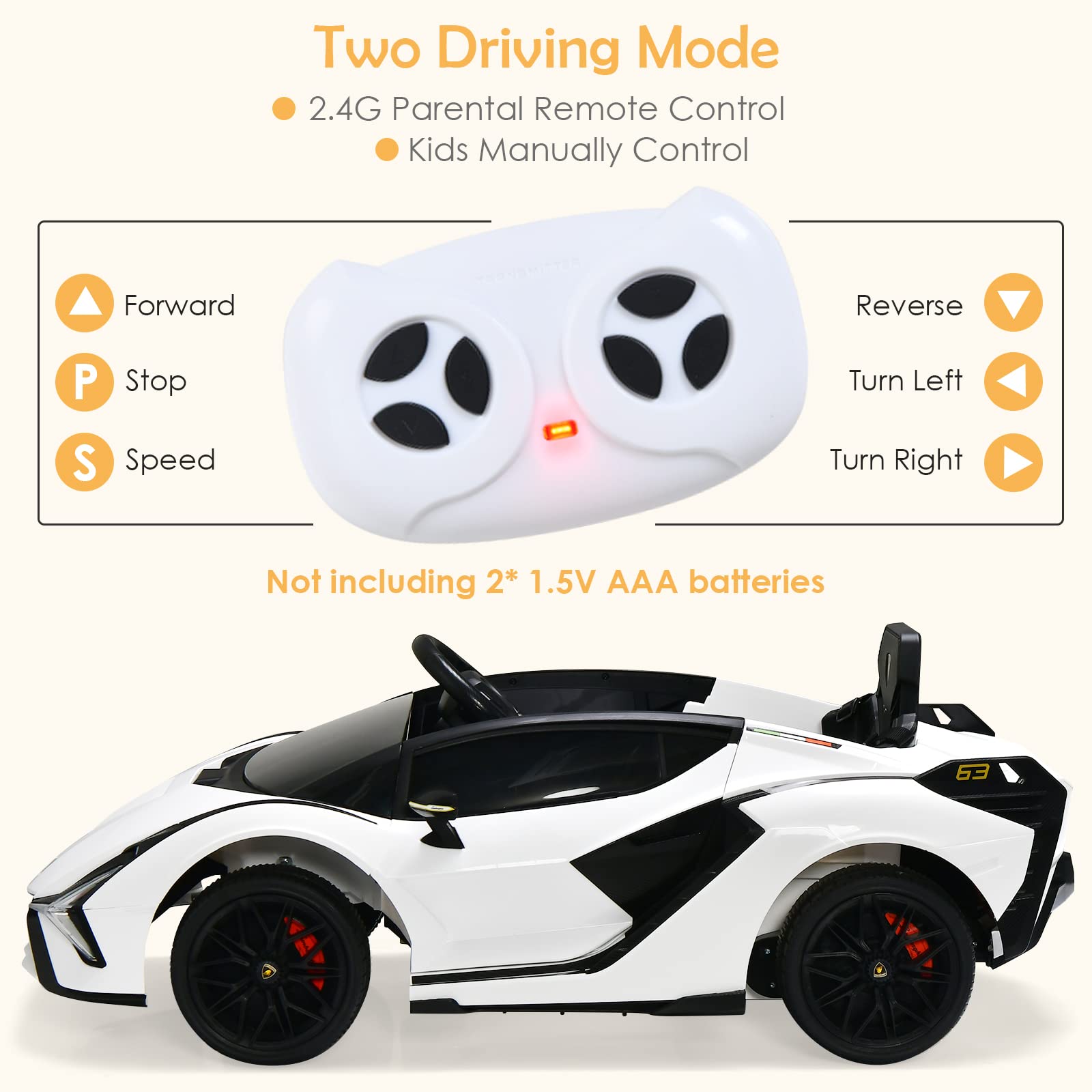 2025 Lamborghini Eléctrico con Suspensión Bluetooth Licenciado