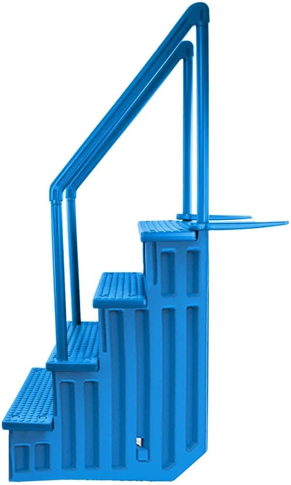 Escalones antideslizantes Aqua Select para piscinas elevadas | Azul | Para piscinas sobre tierra | Se pueden montar en terrazas de 48