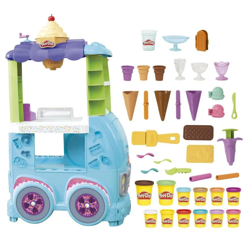 2025 Camión de Helados Ultimate Play-Doh Kitchen Creations con 27 Accesorios, 12 Botes y Sonidos Realistas