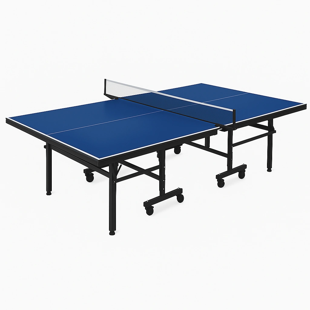 Mesa de ping pong, tablero azul, estructura de metal negro 274x152.5x76 cm
