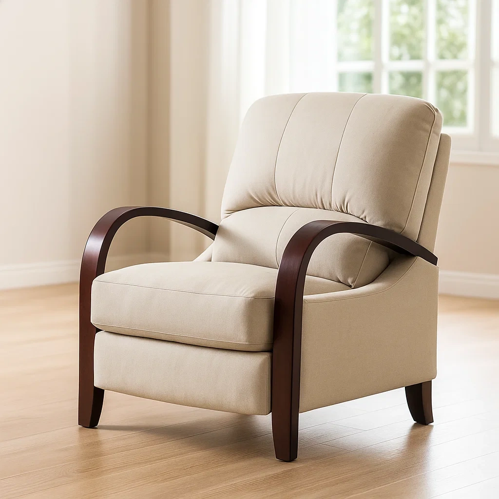 Silla,beige,tela y madera,adecuada para salón,76x76x105 cm