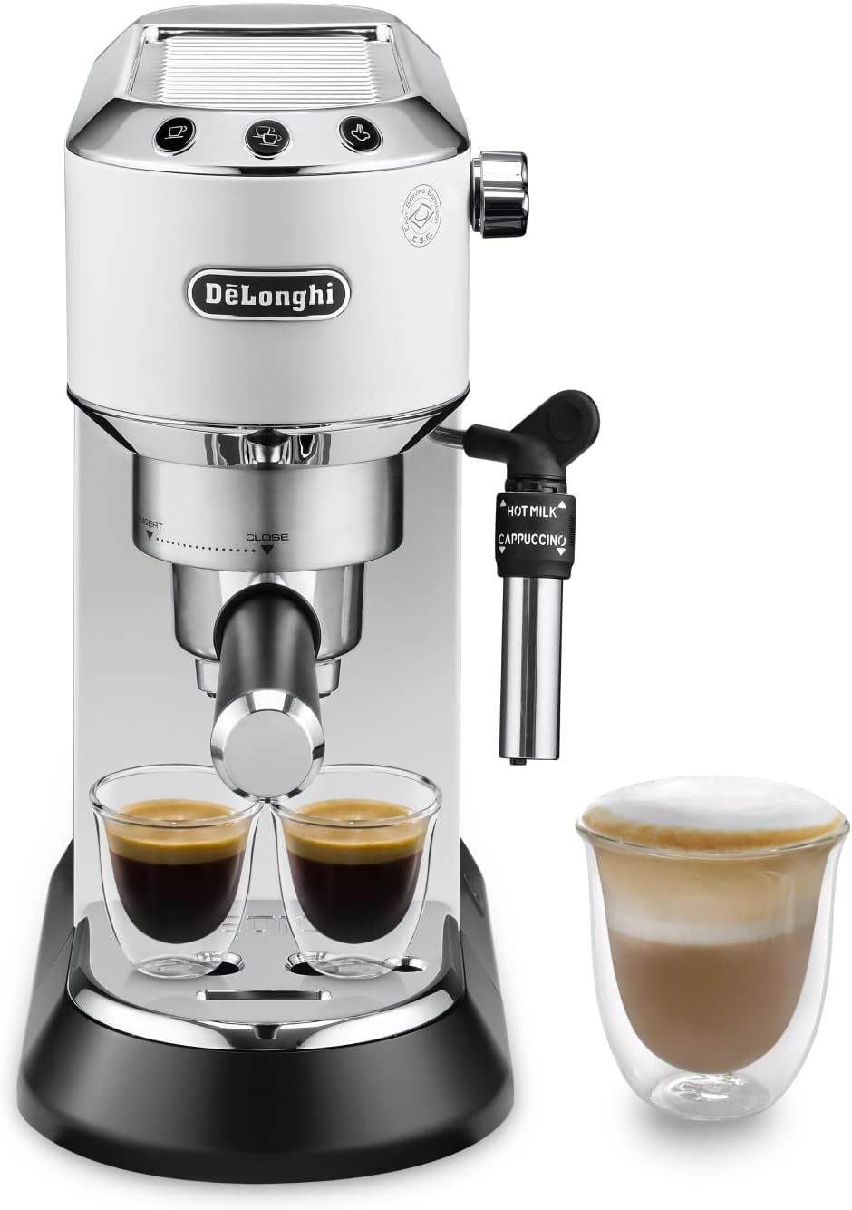 De'Longhi Dedica – Cafetera de Bomba de Acero Inoxidable para Café Molido o Monodosis, Espresso y Capuchino, Depósito de 1.3 Litros, Sistema Antigoteo, Modelo EC685.M, Color Metal