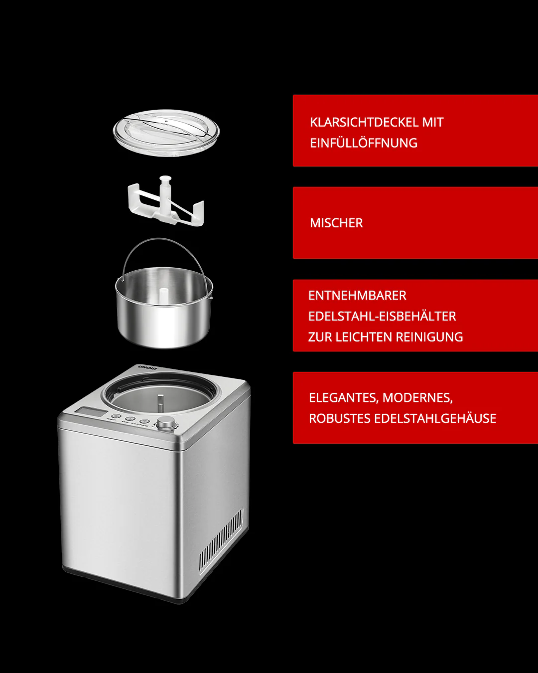 2025 Máquina de hielo profesional – Capacidad de 2,5 L, rápida y cremosa para profesionales y uso doméstico