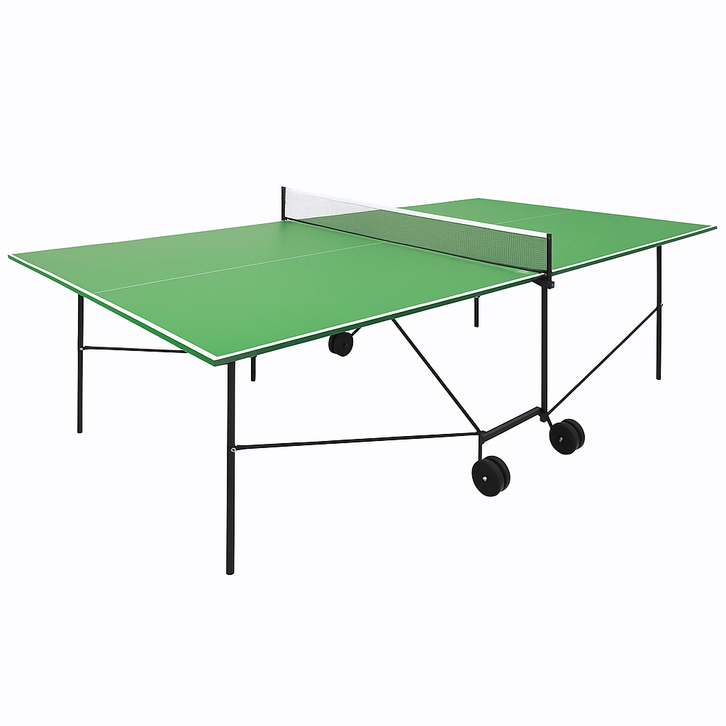 Mesa de ping pong verde con estructura metálica negra para interior y exterior 274x152.5x76 cm