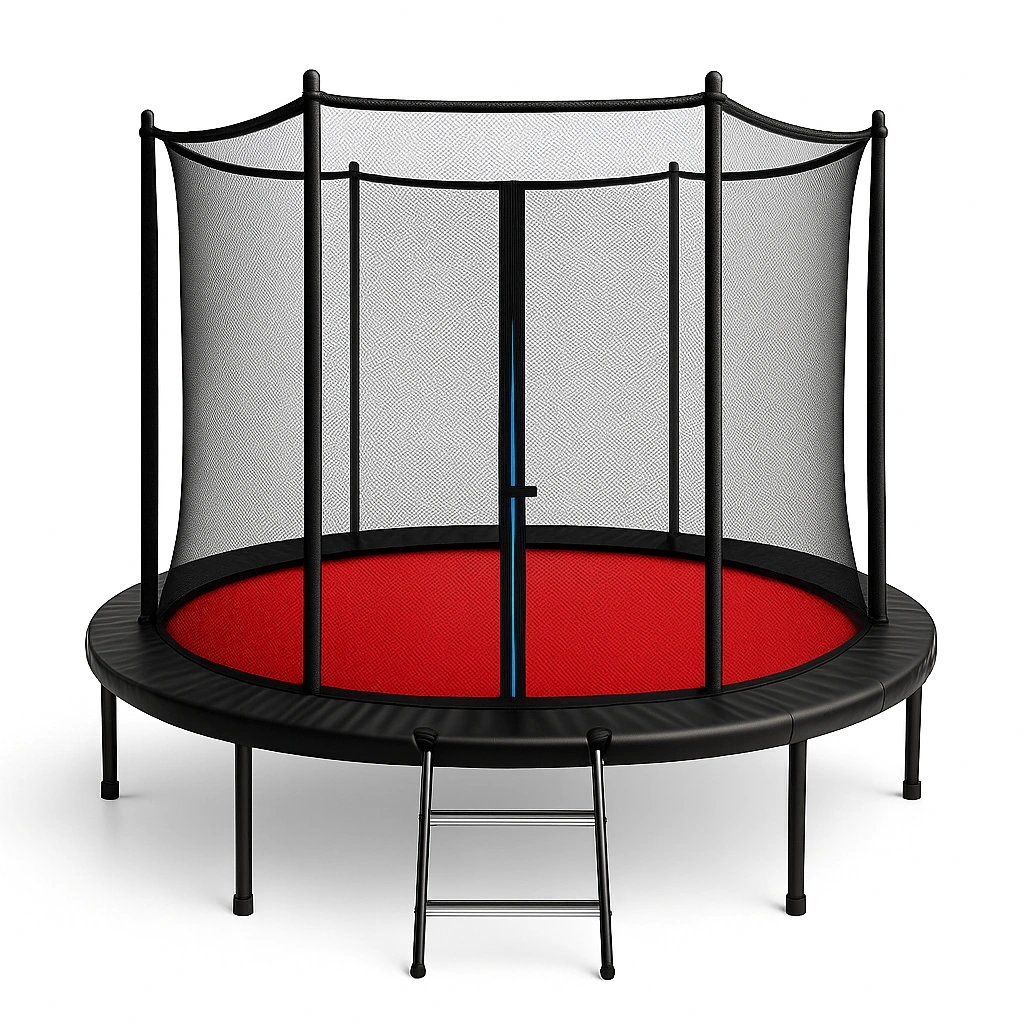 Trampolín Redondo con Red de Seguridad Negro/ Rojo/ Acero/ Exterior 360 cm x 360 cm x 250 cm