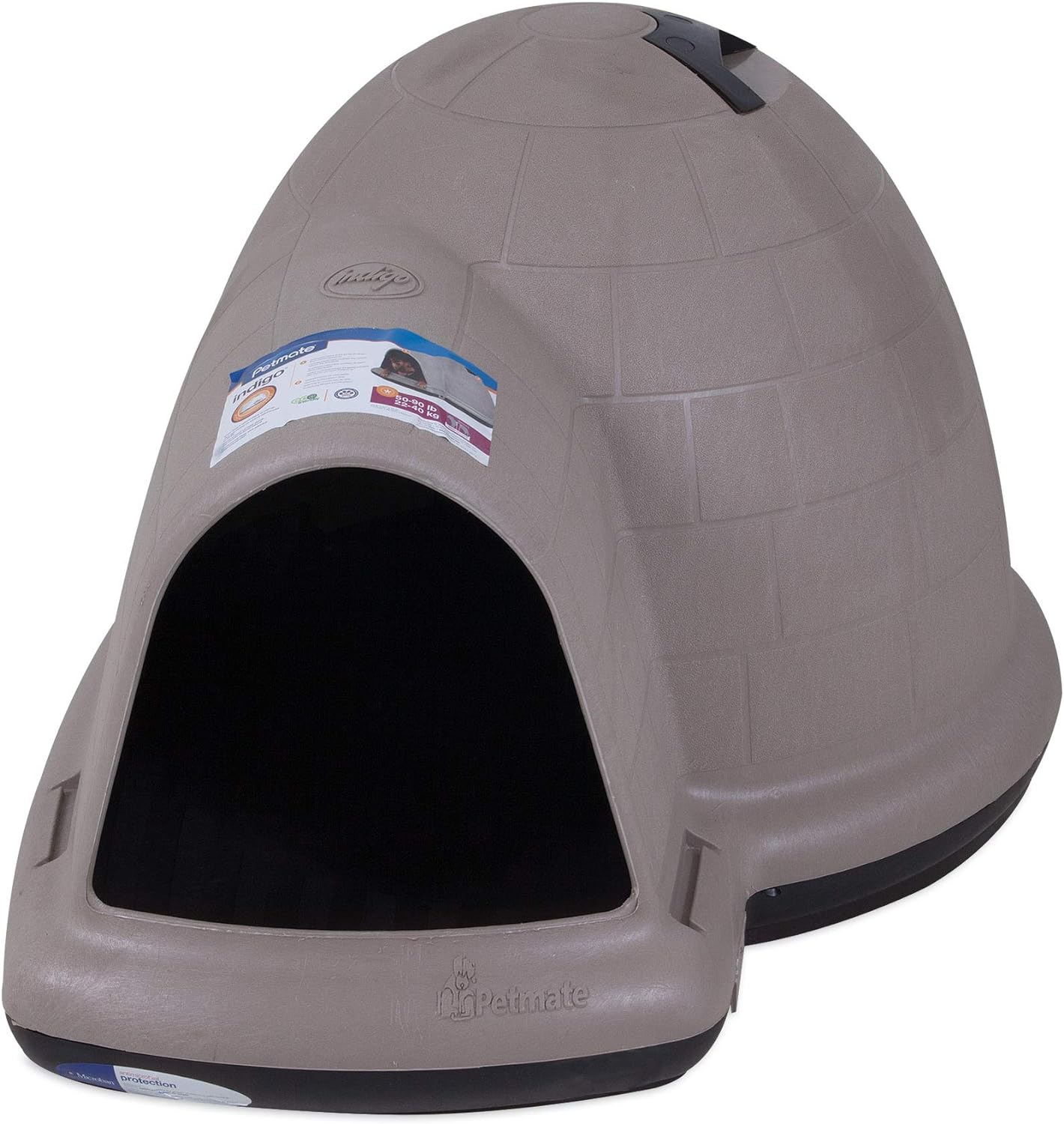 2025 Petmate Indigo Casa para Perros (Casa Tipo Igloo, Hecha en EE. UU. con 90% de Materiales Reciclados, Refugio para Mascotas con Protección para Todo Clima) para Perros Extra Grandes - 90 a 125 libras, Hecha en EE. UU.