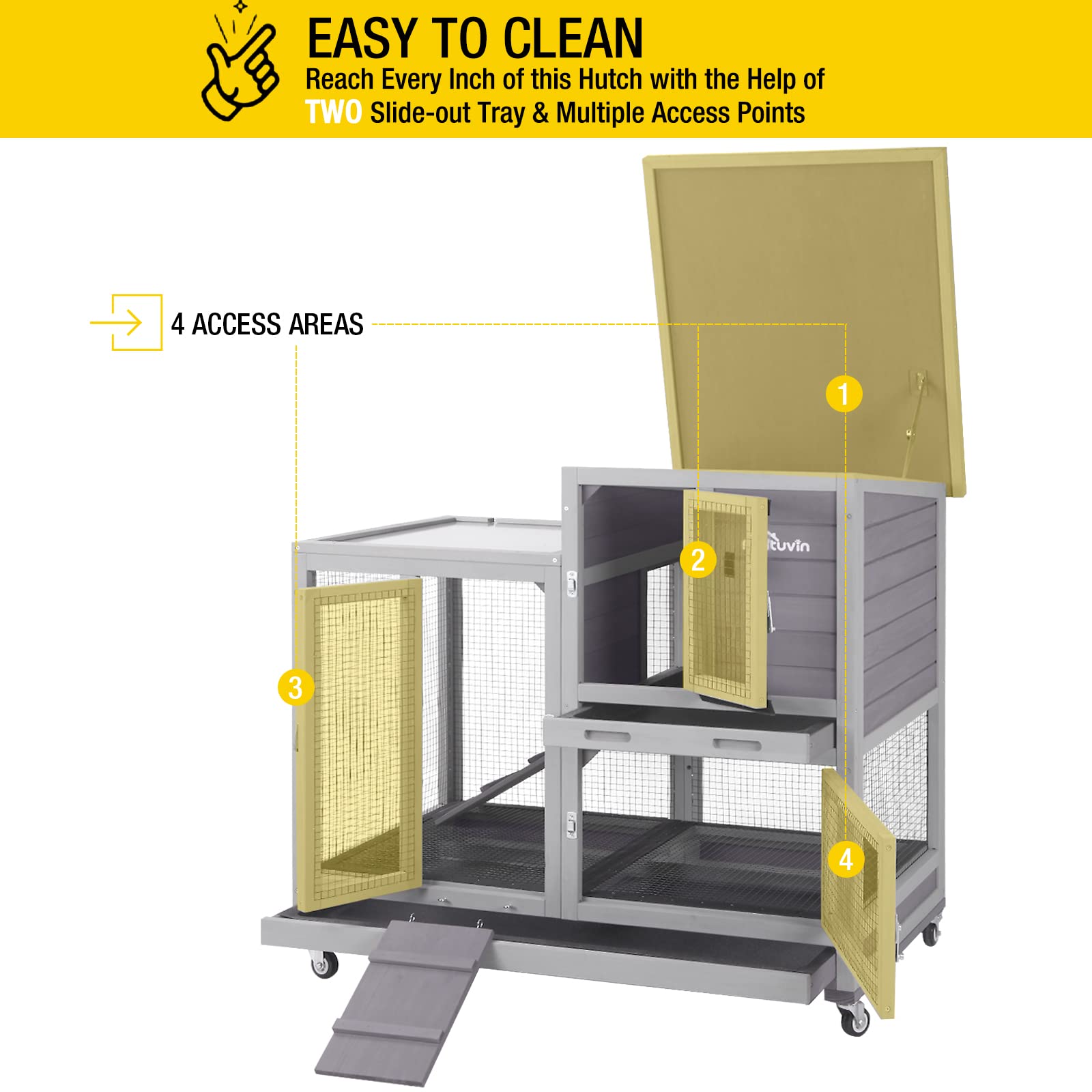 2025 Jaula para conejos Aivituvin / Casa grande para conejos, para interior y exterior (Estilo 1)