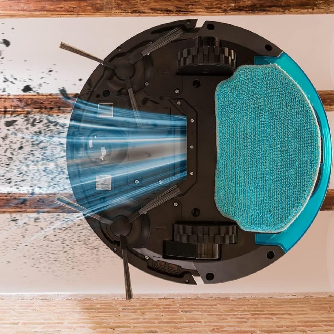 Aspirador Robot Cecotec con Navegación Giroscópica Conga 999 Map X-Treme. Motor de Succión 2000Pa, 2 Cepillos Laterales, 2 Fregonas, Autonomía 120 minutos, Control por App y Mando a Distancia