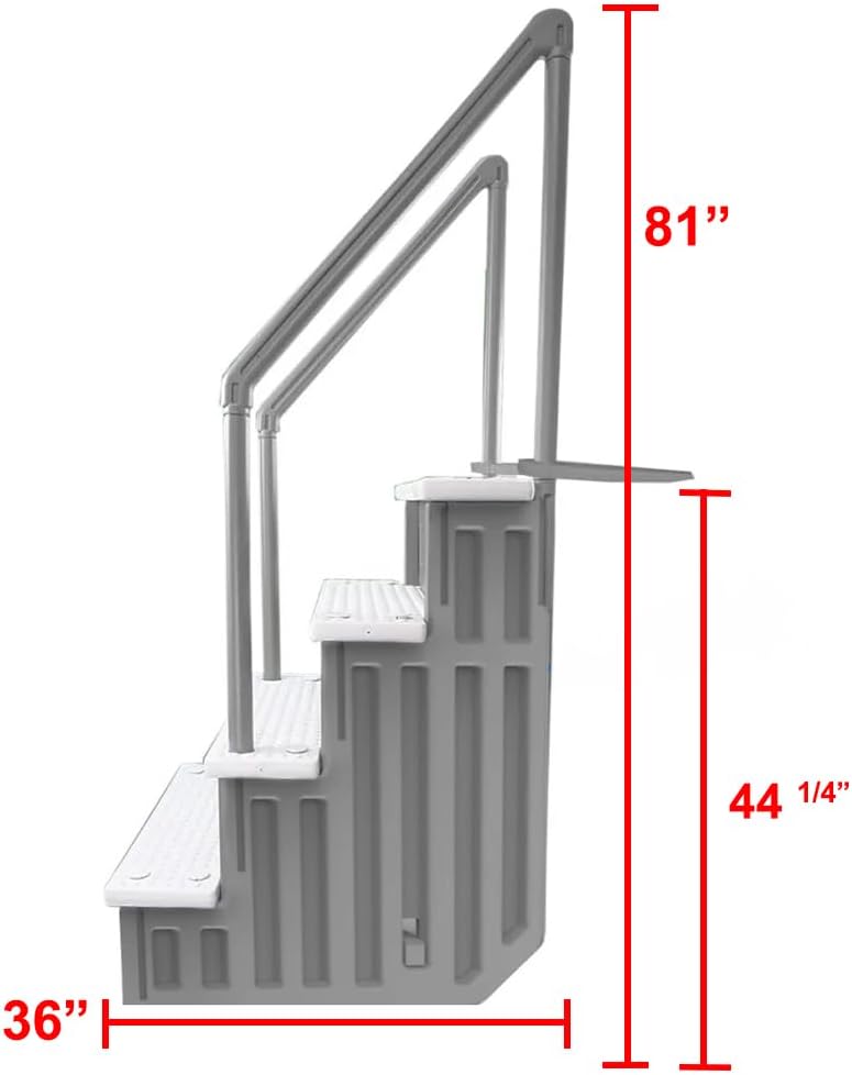 Escalones antideslizantes Aqua Select para piscinas elevadas | Azul | Para piscinas sobre tierra | Se pueden montar en terrazas de 48