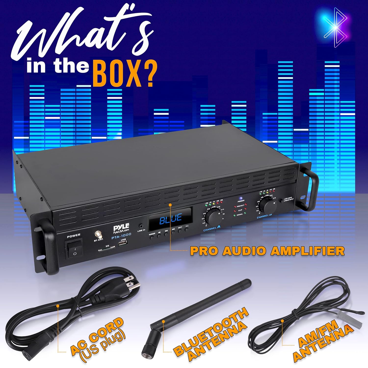 2025 Amplificador Bluetooth de 2 Canales – 2000 W en Modo Puente, Amplificador de Audio Profesional para Rack de Estudio, Conectividad TRS/XLR, Pantalla LCD, Refrigeración por Ventilador