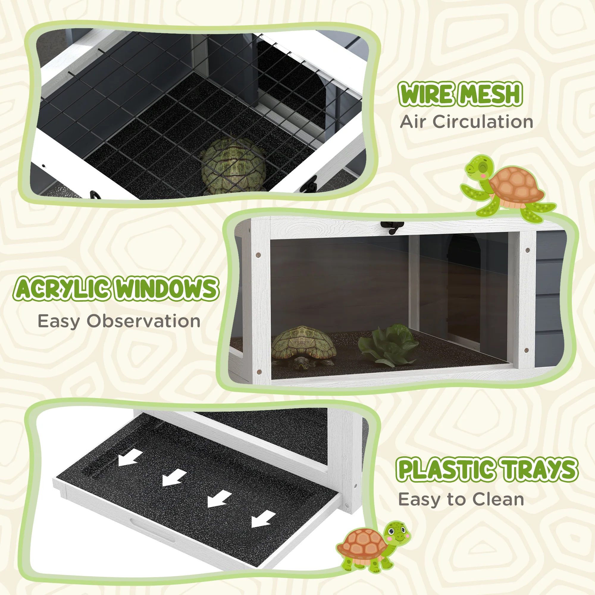 2025 Casa para tortugas PawHut con soporte para lámpara de madera, gris