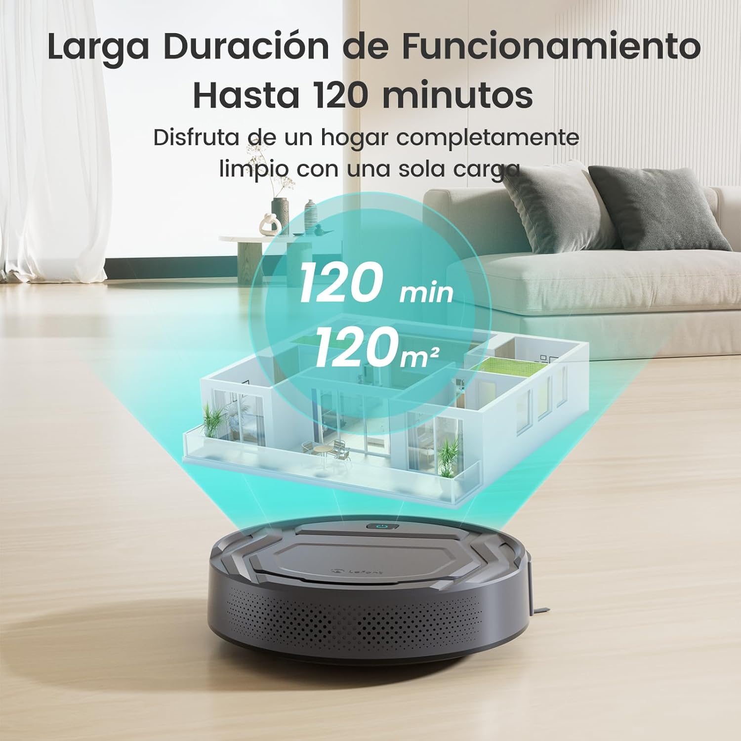 Robot Aspirador LEFANT M210 Pro 2200Pa, 120 Minutos de Autonomía, WiFi/App/Alexa, Sensor Mejorado Anti-Colisión y Anti-Caída, Navegación Inteligente, Delgado y Silencioso, 6 Modos de Limpieza