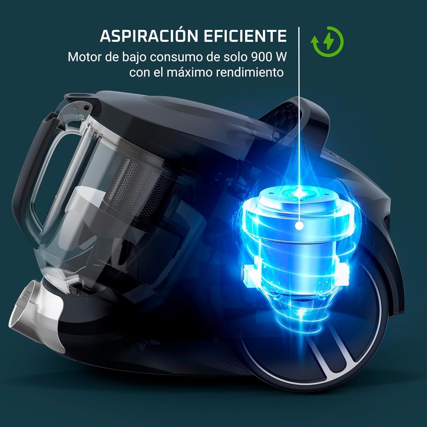 Rowenta Compact Power XXL Aspiradora sin Bolsa, Motor Eficiente Energéticamente de 900W, Filtración Ciclónica Avanzada, Depósito Extra Grande de 2.5L, Compacta, Kit Clásico, Modelo RO4B23