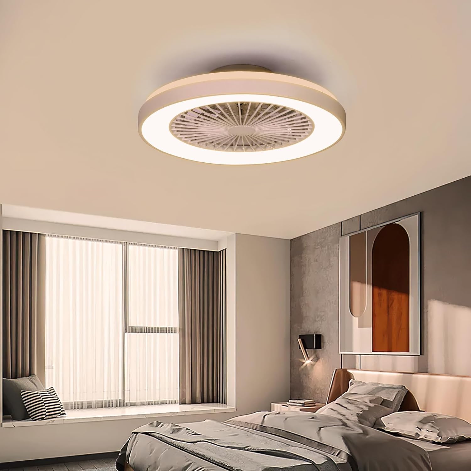 Ventilador de Techo Blanco activeallbrite, Motor DC 20W, Velocidad del Viento Ajustable con Control Remoto, Adecuado para Dormitorio y Habitación Infantil