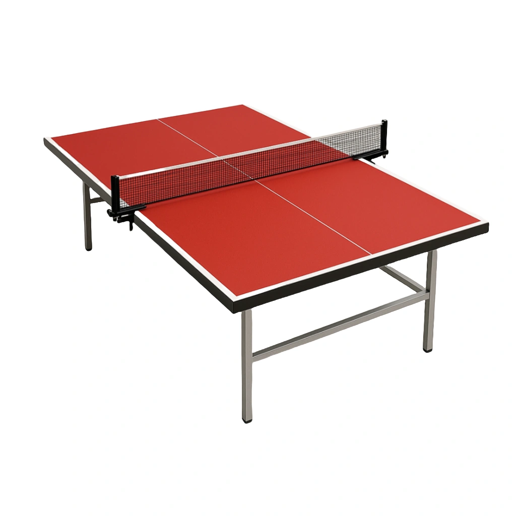 Mesa de ping pong con estructura metálica, roja, para interior/exterior, con red y marco de metal 274x152.5x76 cm
