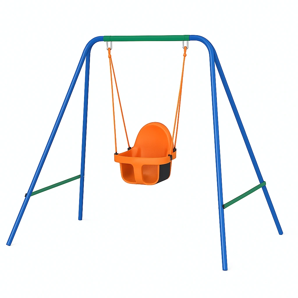 Columpio para niños con estructura metálica Azul/Verde Plástico Exterior 2.2x1.2x1.8m - YsDfiJP179Gz