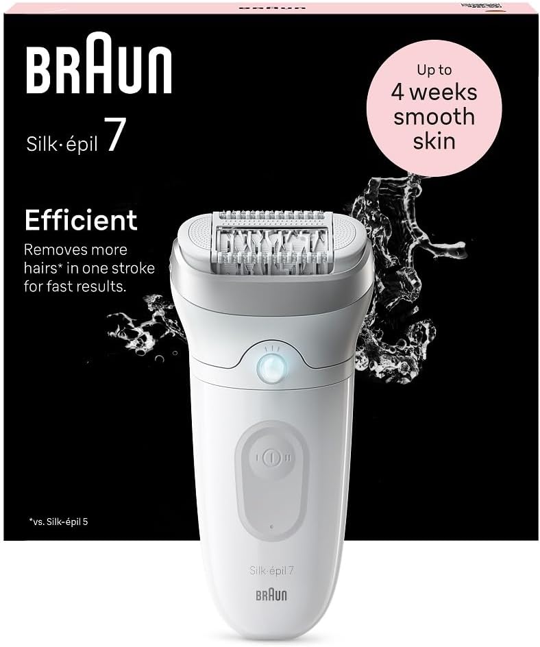 Braun Silk-épil 7, Depiladora Eléctrica para una Fácil Eliminación del Vello, Piel Suave y Duradera, Modelo 7-210, Blanco/Flamenco