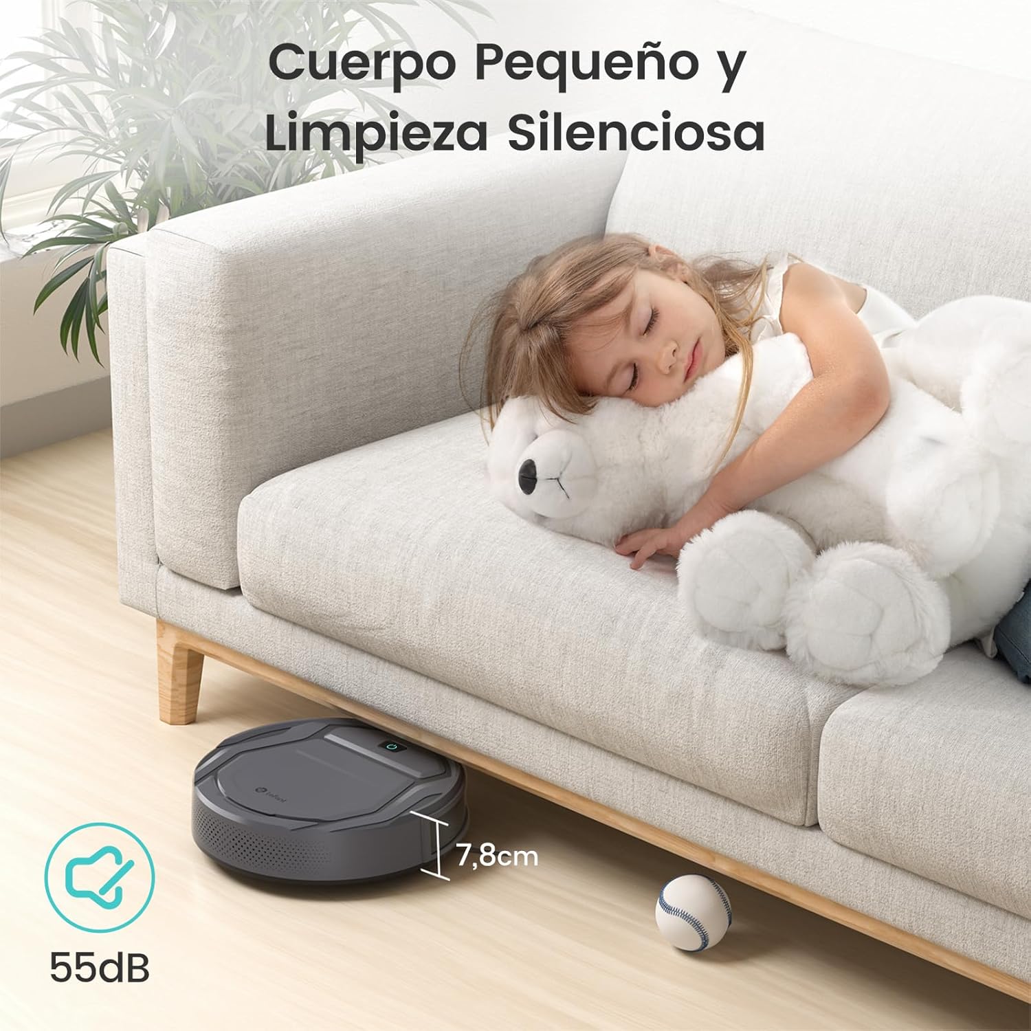 Robot Aspirador LEFANT M210 Pro 2200Pa, 120 Minutos de Autonomía, WiFi/App/Alexa, Sensor Mejorado Anti-Colisión y Anti-Caída, Navegación Inteligente, Delgado y Silencioso, 6 Modos de Limpieza