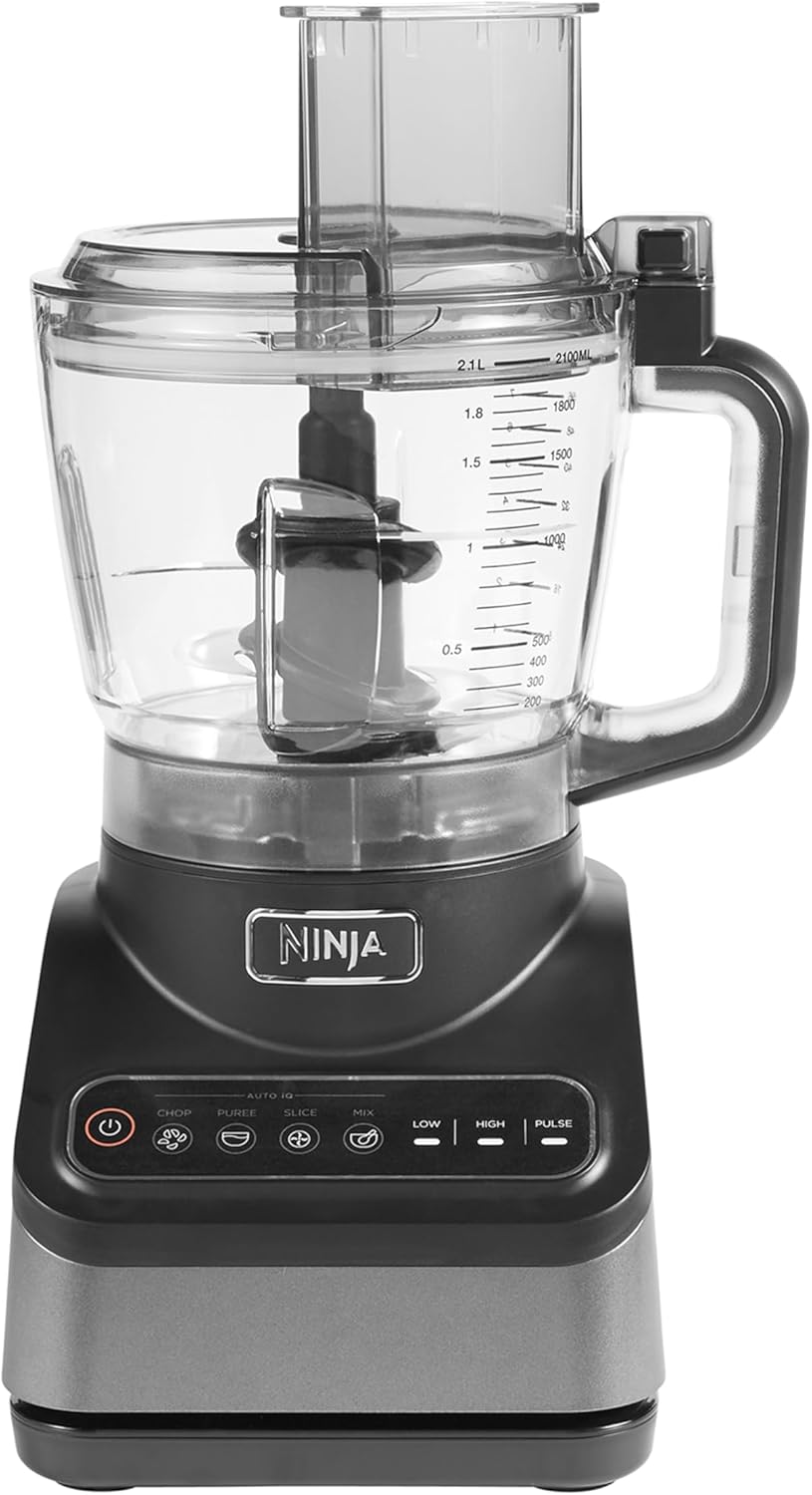 Ninja BN750EU Licuadora 2-en-1 – 1200 W, 3 Programas Automáticos, 4 Configuraciones Manuales, Tecnología Auto-iQ, Jarra de 2.1 L y Vaso de 700 ml, Piezas Aptas para Lavavajillas – Negro/Plata