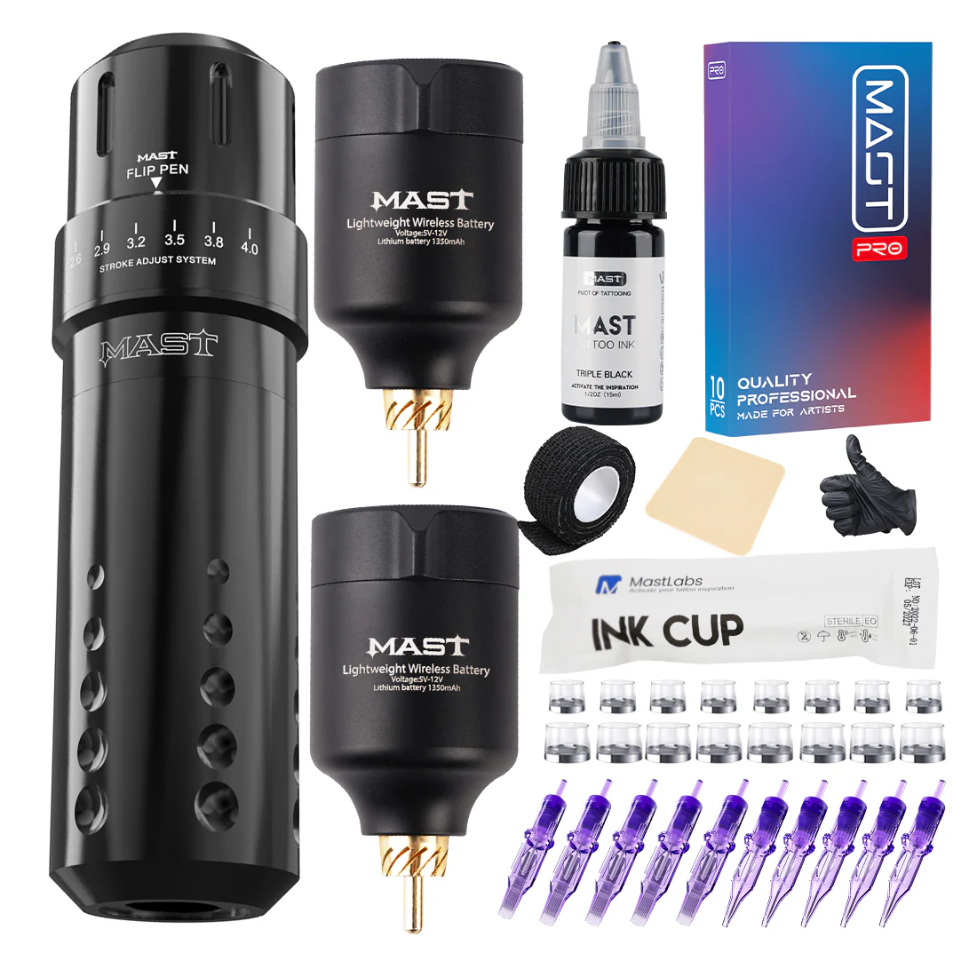 Máquina de Tatuaje Rotativa Mast Flip Tipo Bolígrafo con Kit de Batería Inalámbrica