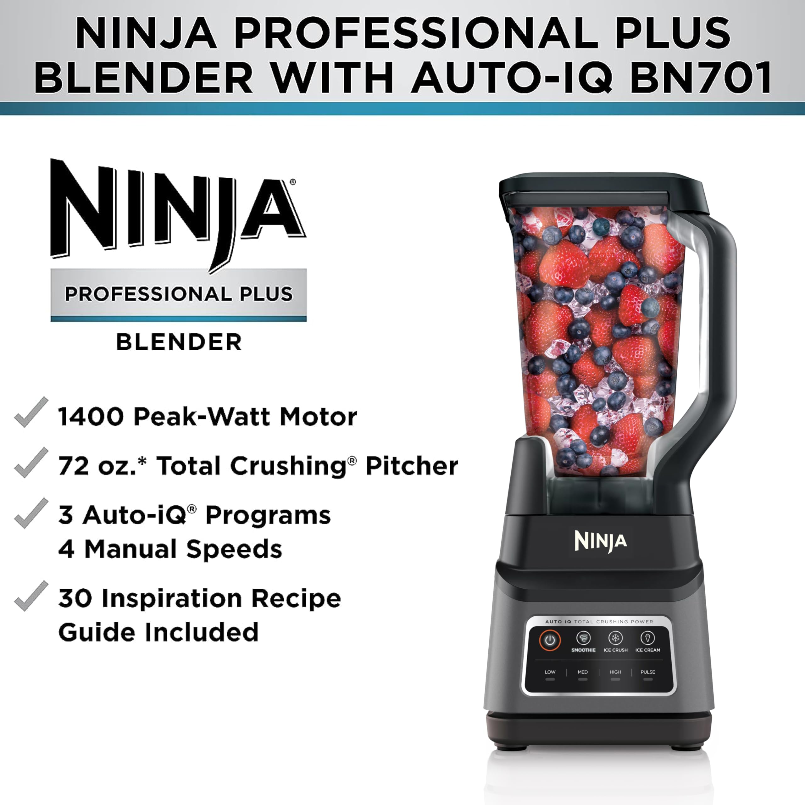 2025 Ninja BN701 Licuadora Profesional con Alta Capacidad para Triturar