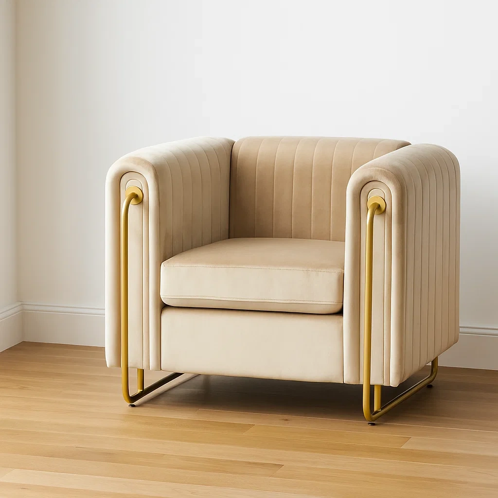 Sillón estilo cabriolet topo claro de terciopelo para salón 93×81×75 cm - TbmwGV0pDOJs