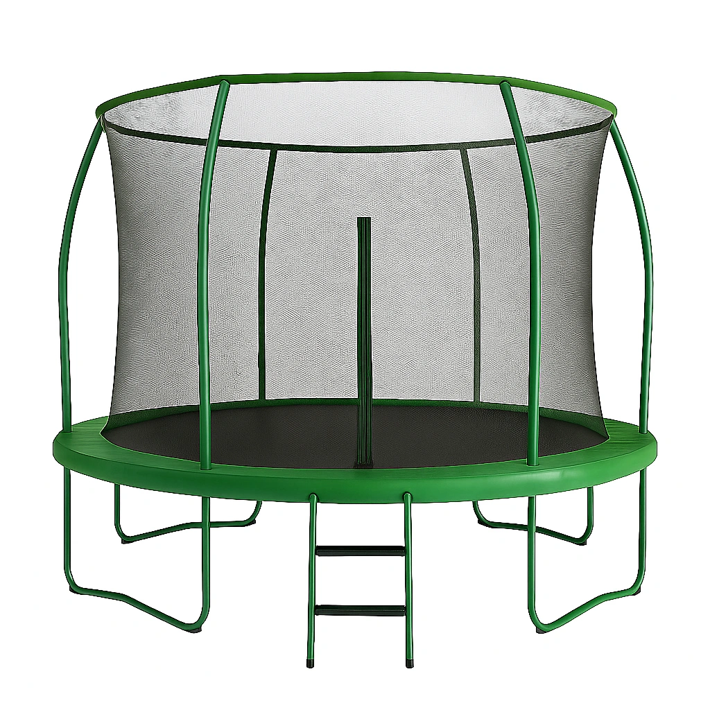 Trampolín Redondo Verde Metálico con Red de Seguridad para Exterior 3.5x3.5x2.8m